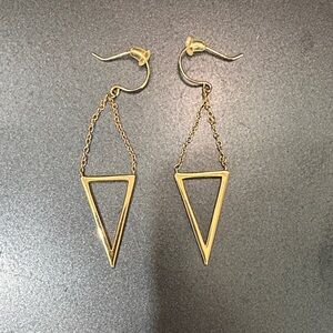 Gold Triangle Drop Earrings - Women's Jewelry